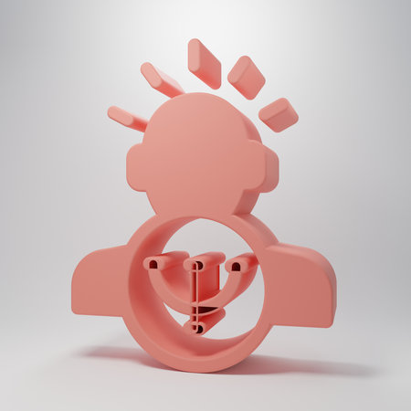 Pink Psychology icon isolated on pink background. Psi symbol. Mental health concept, psychoanalysis analysis and psychotherapy. Minimalism concept. 3D render illustration.の写真素材
