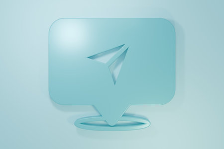 Blue Infographic of city map navigation icon isolated on blue background. Interface concept design. Geolocation concept. Minimalism concept. 3D render illustration.の写真素材