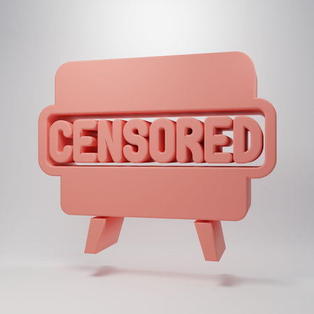 Pink Censored stamp icon isolated on pink background. Minimalism concept. 3D render illustration.