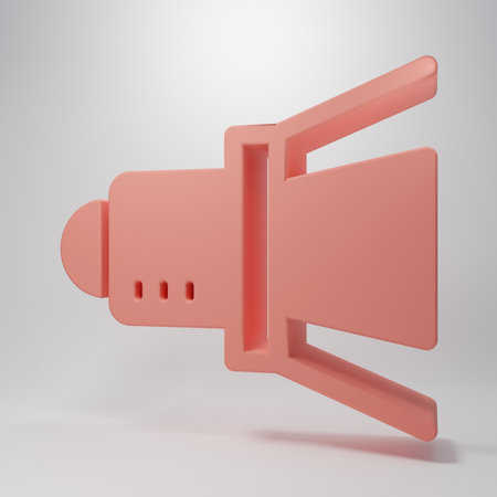 Pink Movie spotlight icon isolated on pink background. Light Effect. Scene, Studio, Show. Minimalism concept. 3D render illustration.の写真素材