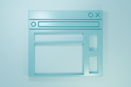 Blue Website template icon isolated on blue background. Internet communication protocol. Minimalism concept. 3D render illustration.の写真素材