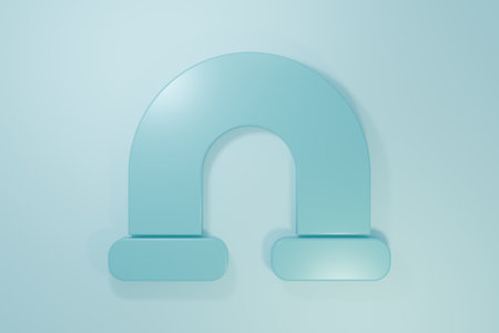 Blue Industry metallic pipe icon isolated on blue background. Plumbing pipeline parts of different shapes. Minimalism concept. 3D render illustration.の写真素材