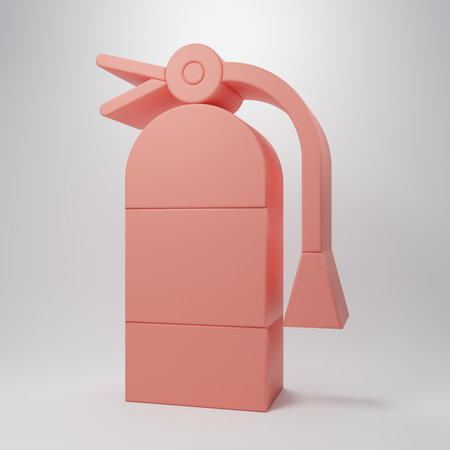Pink Fire extinguisher icon isolated on pink background. Minimalism concept. 3D render illustration.の写真素材