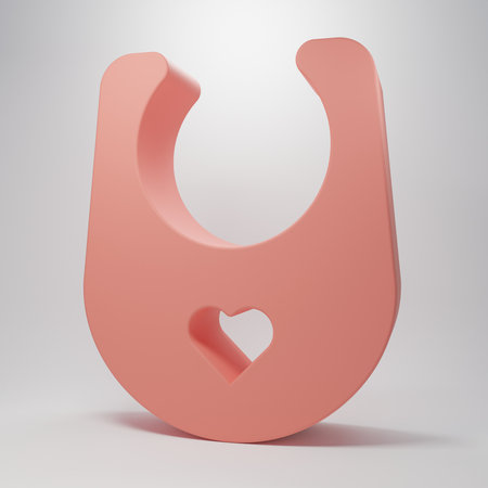 Pink Baby bib icon isolated on pink background. Minimalism concept. 3D render illustration.の写真素材