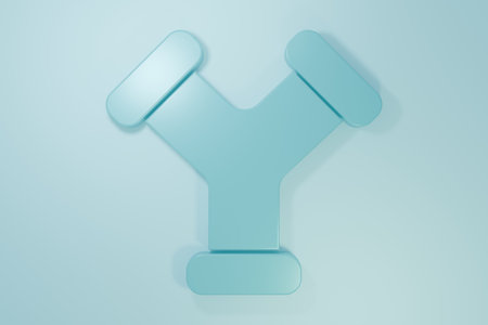 Blue Industry metallic pipe icon isolated on blue background. Plumbing pipeline parts of different shapes. Minimalism concept. 3D render illustration.の写真素材