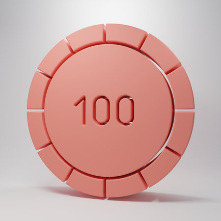 Pink Casino chips icon isolated on pink background. Casino gambling. Minimalism concept. 3D render illustration.の写真素材