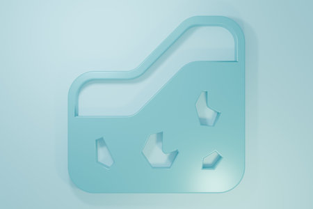 Blue Ground icon isolated on blue background. Minimalism concept. 3D render illustration.の写真素材