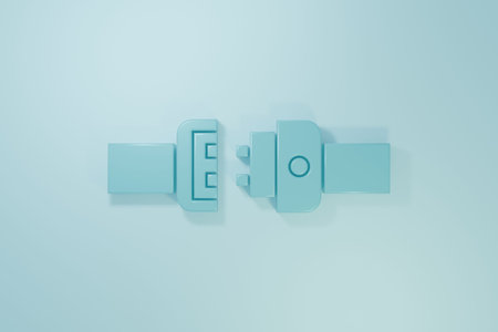 Blue Safety belt icon isolated on blue background. Seat belt Minimalism concept. 3D render...