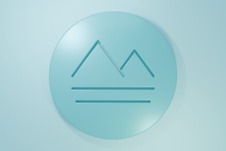 Blue Earth element of the symbol alchemy icon isolated on blue background. Basic mystic elements. Minimalism concept. 3D render illustration.の写真素材