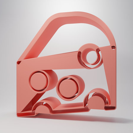 Pink Cheese icon isolated on pink background. Minimalism concept. 3D render illustration.の写真素材