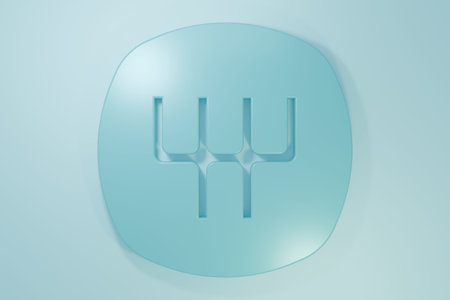 Blue Gear shifter icon isolated on blue background. Manual transmission icon. Minimalism concept. 3D...
