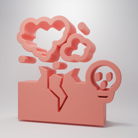 Pink cloud of gas or smoke icon isolated on pink background. Minimalism concept. 3D render...