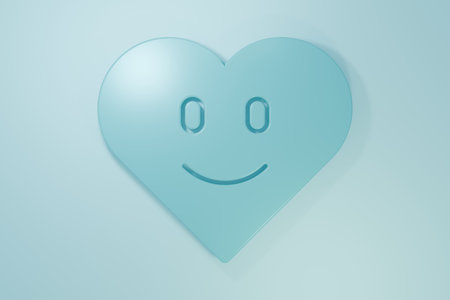 Blue Heart icon isolated on blue background. Romantic symbol linked, join, passion and wedding. Happy Valentines day. Minimalism concept.の写真素材