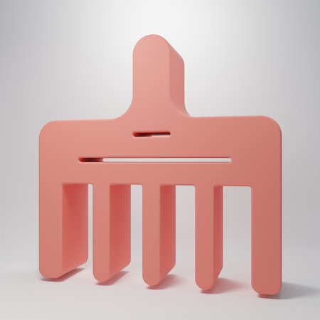 Pink Hairbrush icon isolated on pink background. Comb hair sign. Barber symbol. Minimalism concept. 3D render illustration.の写真素材
