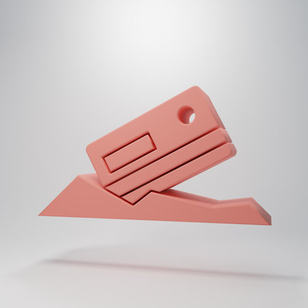 Pink card icon isolated on pink background. Minimalism concept. 3D render illustration.の写真素材