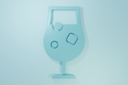 Blue Cocktail and alcohol drink icon isolated on blue background. Minimalism concept. 3D render illustration.の写真素材