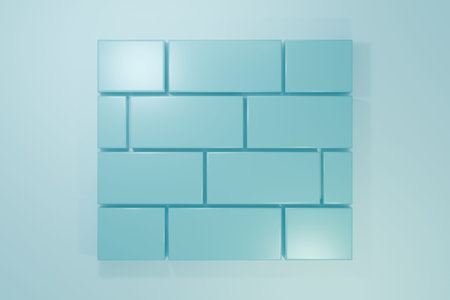 Blue Bricks icon isolated on blue background. Minimalism concept. 3D render illustration.