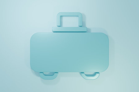 Blue case for storing and transporting items icon isolated on blue background. Minimalism concept. 3D render illustration.の写真素材