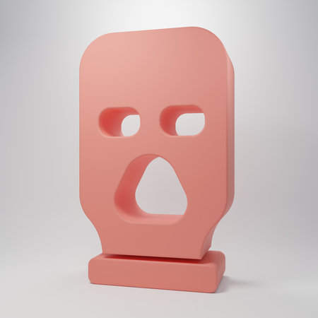 Pink Balaclava icon isolated on pink background. A piece of clothing for winter sports or a mask for a criminal or a thief. Minimalism concept. 3D render illustration.の写真素材