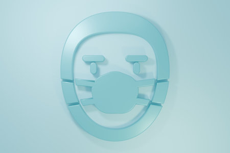 Blue icon isolated on blue background. Minimalism concept. 3D render illustration.の写真素材