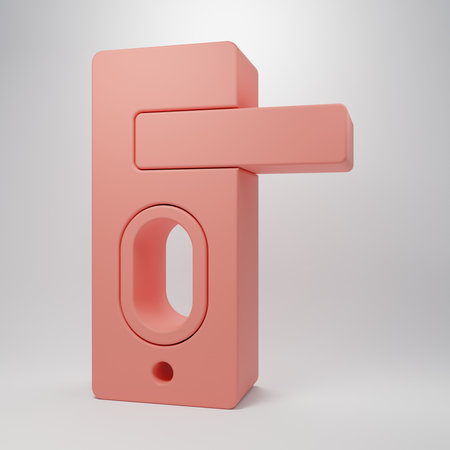 Pink Fingerprint door lock icon isolated on pink background. ID app icon. Identification sign. Touch id. Minimalism concept. 3D render illustration.の写真素材
