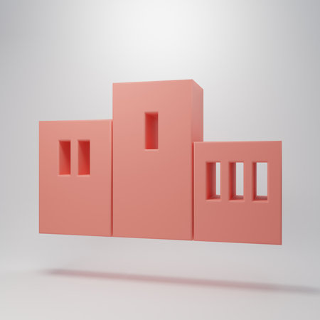 Award over sports winner podium icon isolated on pink background. Minimalism concept. 3D render illustration.の写真素材
