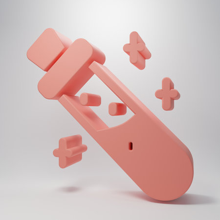 Pink Bottle with potion icon isolated on pink background. Flask with magic potion. Minimalism concept. 3D render illustration.の写真素材