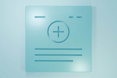 Blue Medical clipboard with clinical record icon isolated on blue background. Health insurance form....