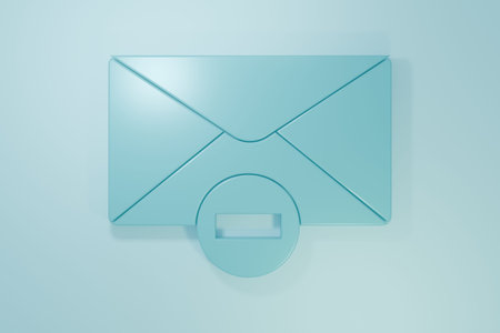 Blue Delete envelope icon isolated on blue background. Delete or error letter. Cross on message....