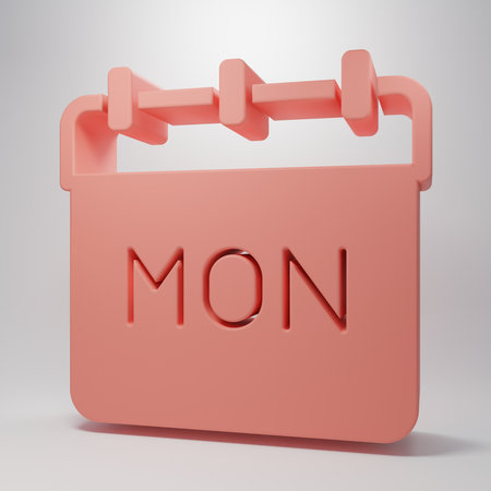 Pink Calendar icon isolated on pink background. Event reminder symbol. Minimalism concept. 3D render illustration.の写真素材