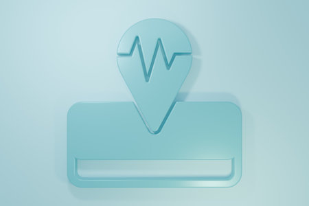 Blue Earthquake icon isolated on blue background. Minimalism concept. 3D render illustration.の写真素材