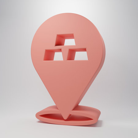 Pink Gold bars icon isolated on pink background. Banking business concept. Minimalism concept. 3D render illustration.の写真素材