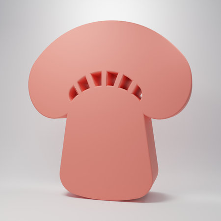Pink Mushroom icon isolated on pink background. Minimalism concept. 3D render illustration.の写真素材