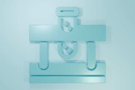 Blue Bottle with potion icon isolated on blue background. Flask with magic potion. Minimalism concept. 3D render illustration.の写真素材