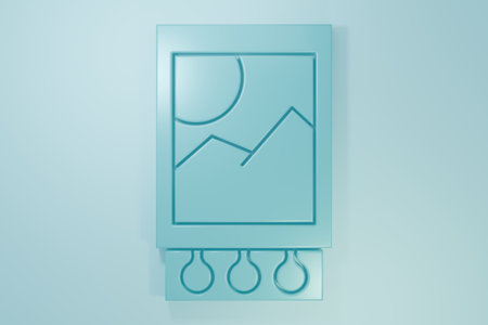 Blue Open matchbox and matches icon isolated on blue background. Minimalism concept. 3D render illustration.の写真素材