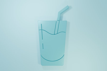 Blue Cocktail icon isolated on blue background. Minimalism concept. 3D render illustration.の写真素材