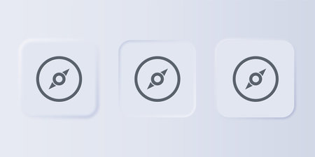 Gray Compass icon isolated on gray background. Windrose navigation symbol. Wind rose sign. Set icons in square buttons. Vector.のイラスト素材