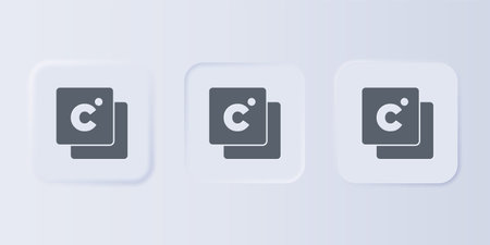 Gray Celsius icon isolated on gray background. Set icons in square buttons. Vector.