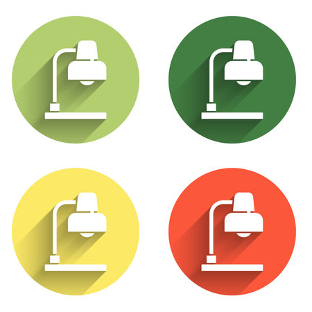 Set Table lamp icon isolated with long shadow background. Color circle button. Vector.のイラスト素材