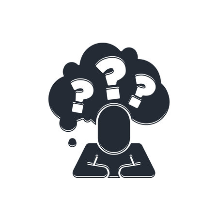 Black Human head with question mark icon isolated on white background. Vector.のイラスト素材