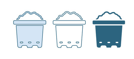 Blue Pot with soil icon isolated on white background. Vector.のイラスト素材