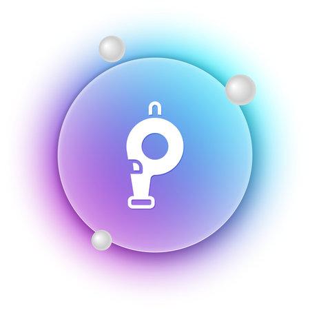 White Whistle icon isolated on white background. Referee symbol. Fitness and sport sign. Blue and purple gradient circle background. Vector.のイラスト素材