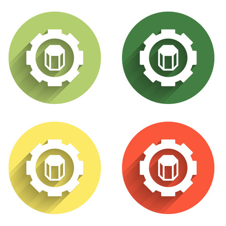 Set 3D printer setting icon isolated with long shadow background. 3d printing. Color circle button. Vector.のイラスト素材