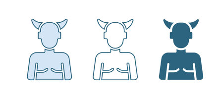 Blue Krampus, heck icon isolated on white background. Horned devil. Traditional Christmas devil....