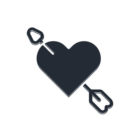 Black Amour symbol with heart and arrow icon isolated on white background. Love sign. Happy Valentines day. Vector.のイラスト素材