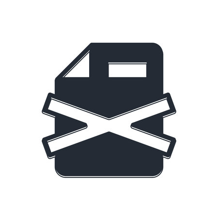 Black Delete file document icon isolated on white background. Rejected document icon. Cross on paper. Vector.のイラスト素材