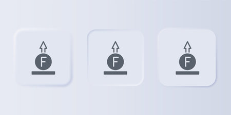 Gray Force of physics formula calculation icon isolated on gray background. Set icons in square buttons. Vector.のイラスト素材