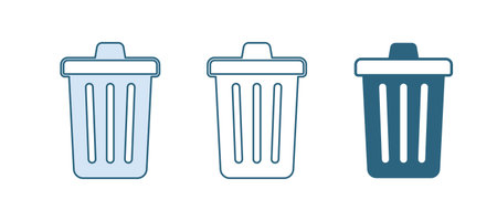 Blue Trash can icon isolated on white background. Garbage bin sign. Recycle basket icon. Office trash icon. Vector.のイラスト素材