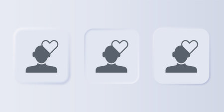 Gray Broken heart or divorce icon isolated on gray background. Love symbol. Valentines day. Set icons in square buttons. Vector.のイラスト素材
