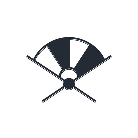 Black Traditional paper chinese or japanese folding fan icon isolated on white background. Vector.のイラスト素材